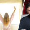 Splitbild. Frau öffnet Fenster (links) Jan Radtke (rechts)